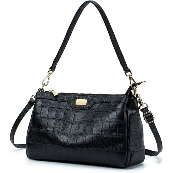 Versatile Leather Shoulder Bag with 3 Pockets and Adjustable Crossbody Strap - Picture 1 of 8